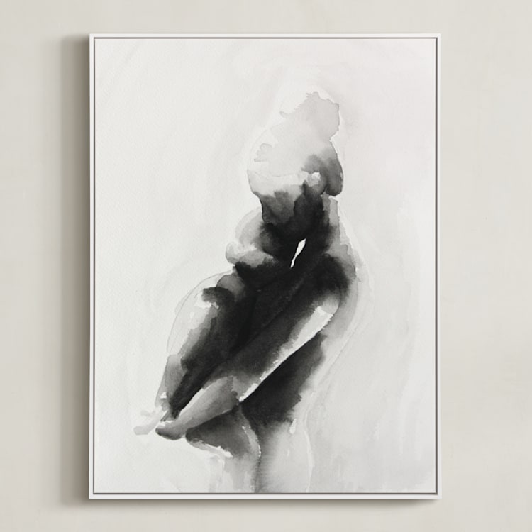 "mother embrace" - Art Print in Black by Kate Ahn - Framed Canvas