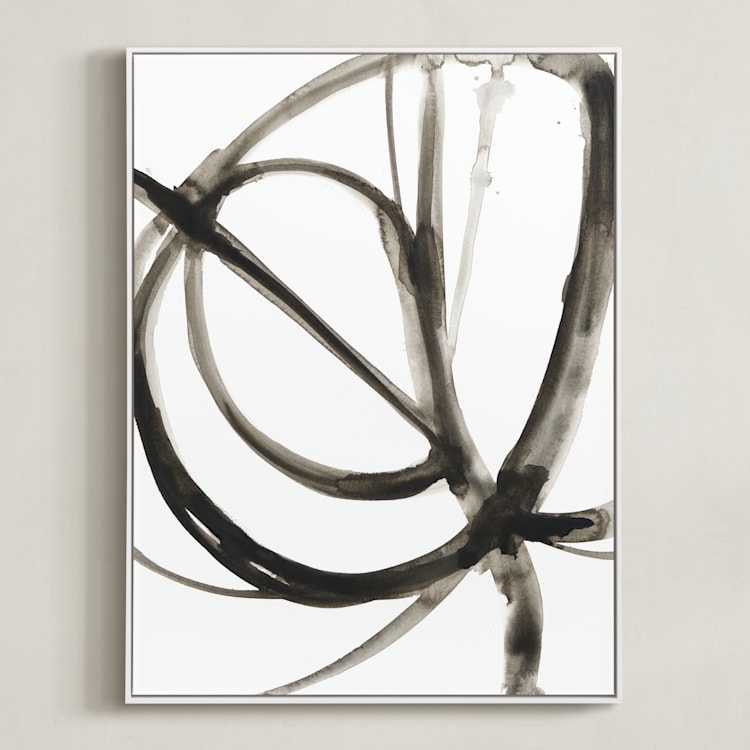 "Plant Cell 6" - Art Print in Charcoal by Mary Gaspar - Framed Canvas