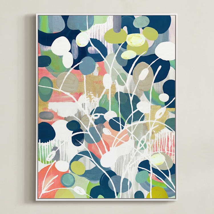 "Summer Rising" - Art Print in Slate Blue by Nancy Ramirez - Framed Canvas