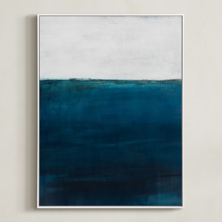 "Below the Sea" - Art Print in Ocean Blue by Melissa Marquardt - Framed Canvas