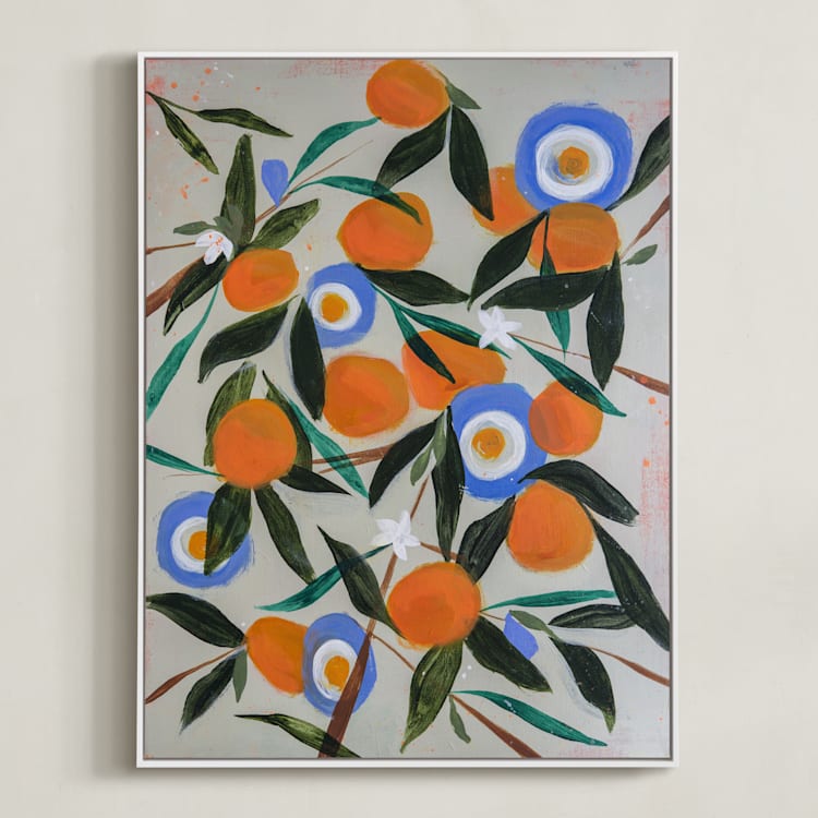 "Orange Tree" - Art Print in White by Rachel Roe - Framed Canvas