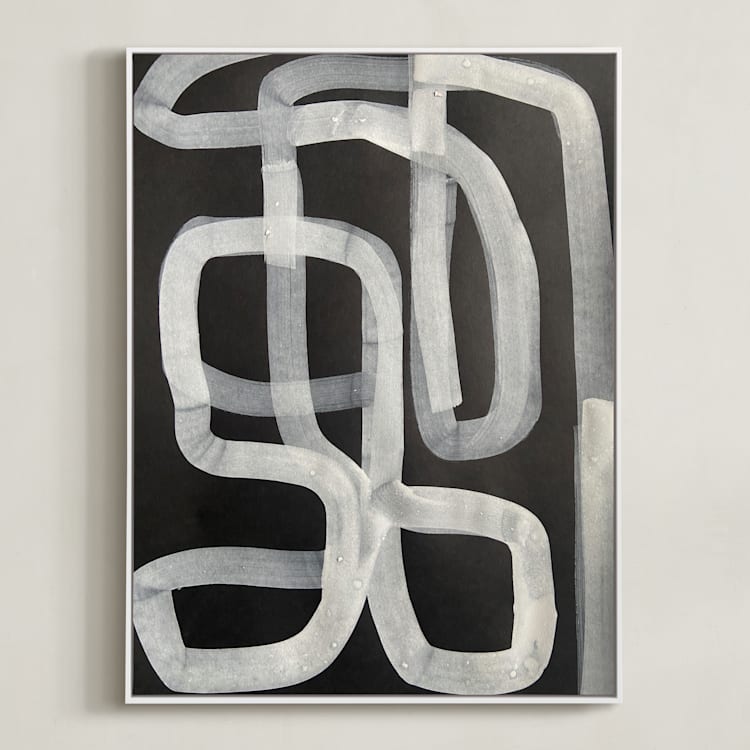 "A Twist, A Turn, A Path" - Art Print in Charcoal by Deborah Velasquez - Framed Canvas