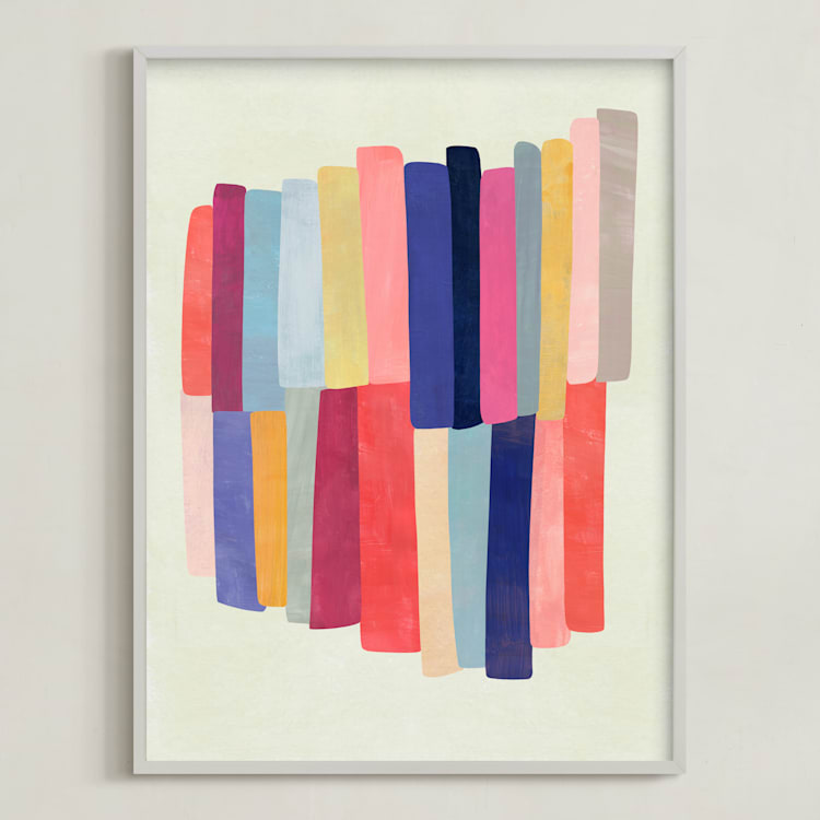 "Barred" - Art Print in White by melanie mikecz - Framed