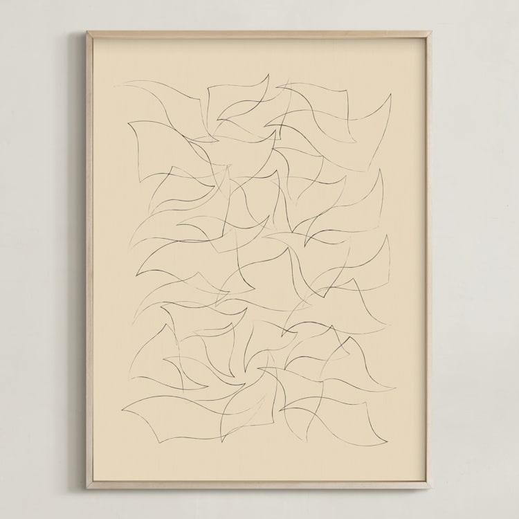"Flock" - Art Print in Sand by Yohaku Oshima - Framed