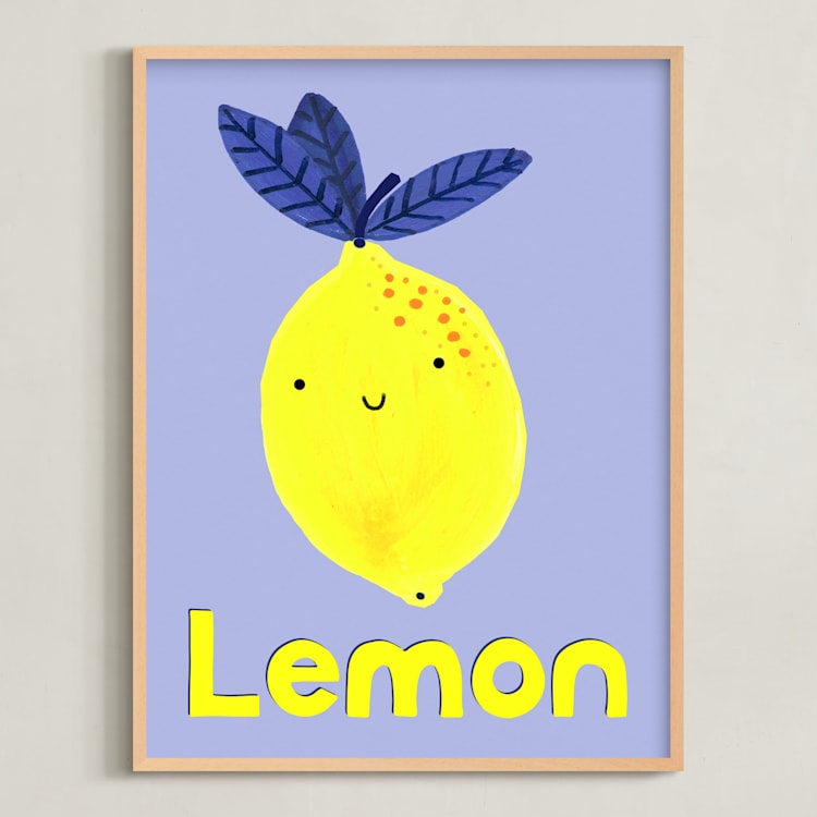 "My Fruity Family I" - Art Print in Light Purple by Marta Crea - Framed