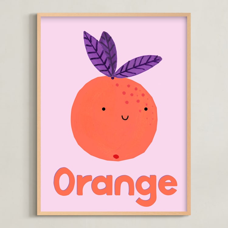 "My Fruity Family II" - Art Print in Light Pink by Marta Crea - Framed