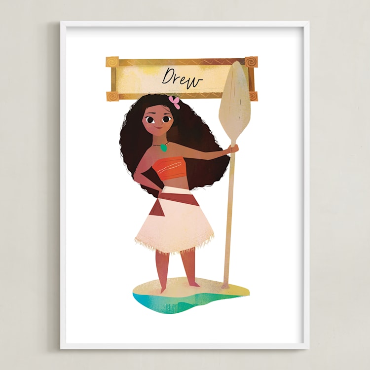 "Disney's Moana the Voyager" - Personalized Art Print in Deep Sea by Lori Wemple - Framed