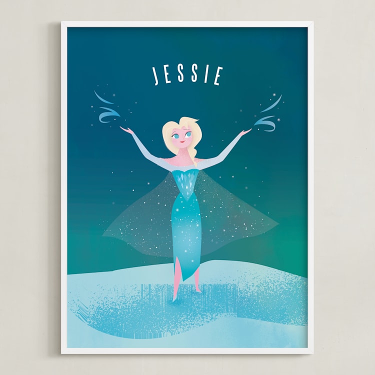 "Disney Elsa's Magic" - Personalized Art Print in Frost by lori jacobs wemple - Framed