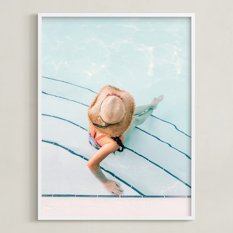 "floppy hat" - Art Print in Poolside Blue by Alicia Abla - Framed