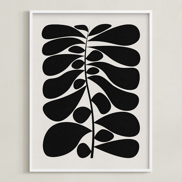 "Black Plant I" - Art Print in Moon White by Alisa Galitsyna - Framed