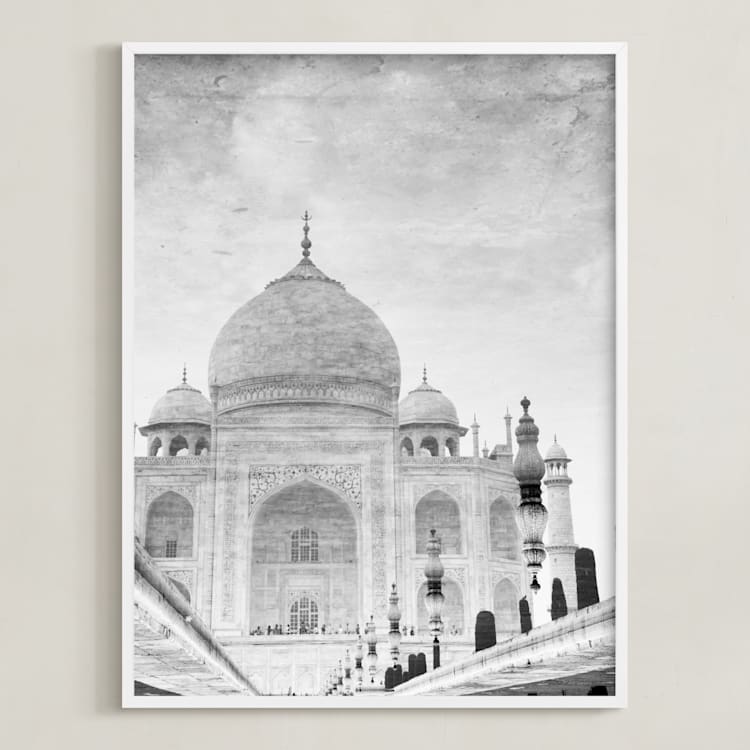 "Reflection of the Taj Mahal" - Art Print in Black and White by Heather Marie - Framed