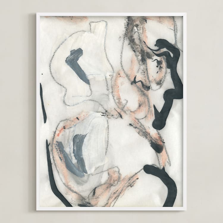 "Southern Cotton Series 4" - Art Print in Pink and Grey by Angela Simeone - Framed