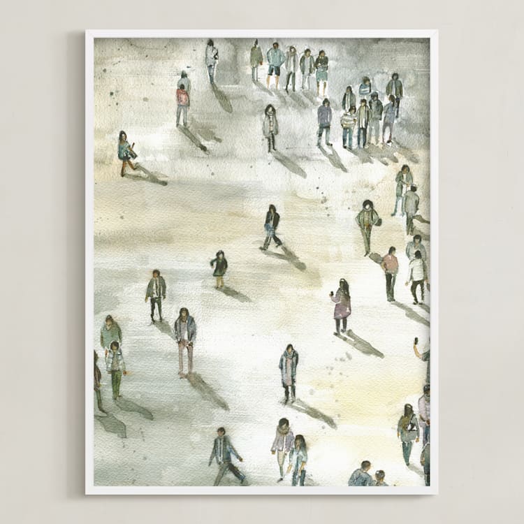 "Berlin at midday" - Art Print in Sand yellow by Lulaloo - Framed