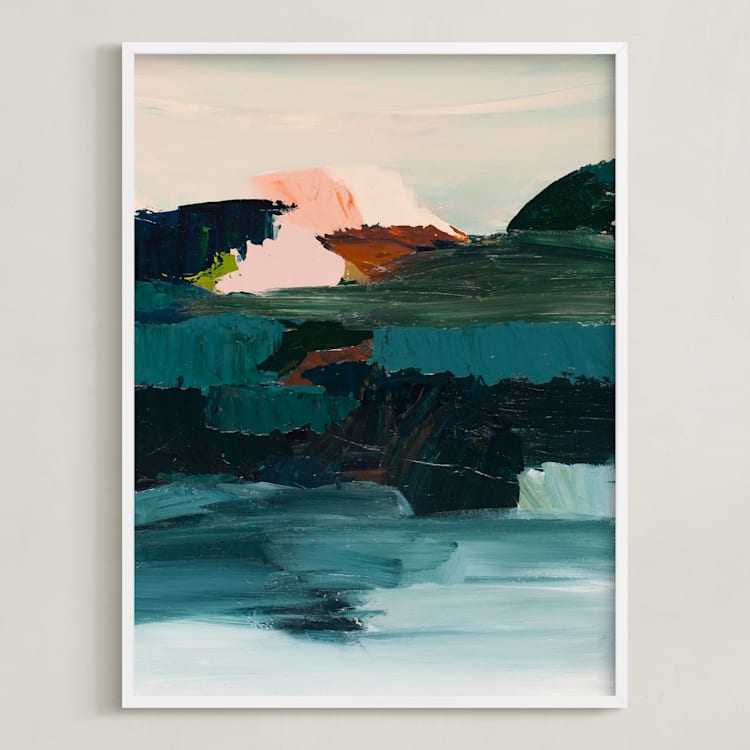 "Curacao" - Art Print in Turquoise blue by Caryn Owen - Framed