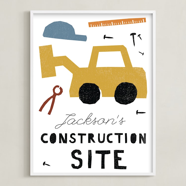 "construction site" - Personalized Art Print in Lemon by Sumak Studio - Framed