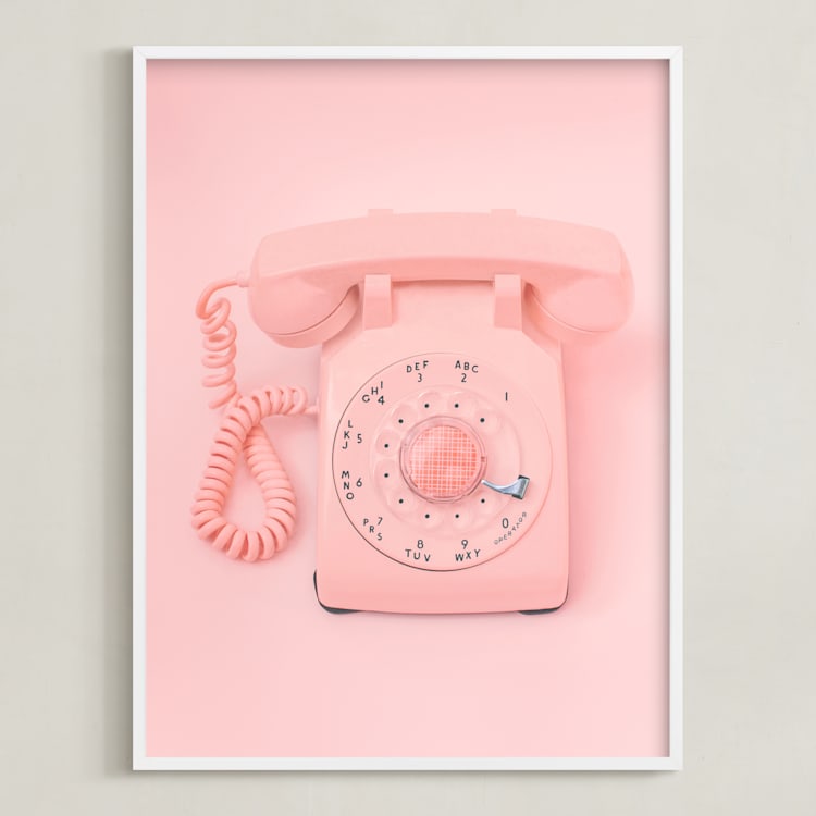 "0 is for operator." - Art Print in Strawberry Shortcake Pink by Alicia Abla - Framed