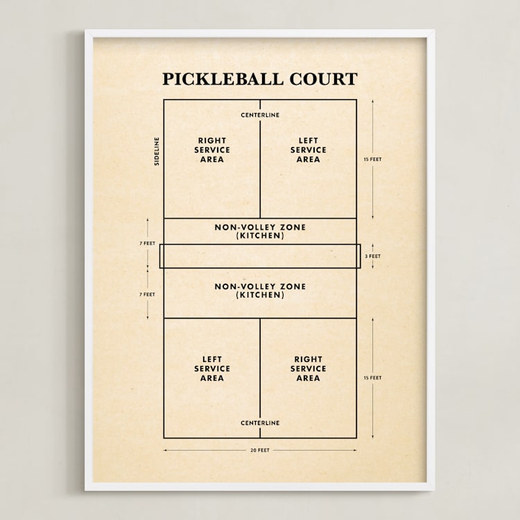 "Pickleball Posters 1" - Art Print in Backhand Black by Jayne Alfieri - Framed