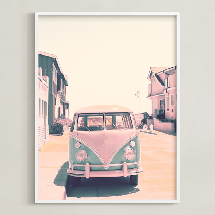 "Retro Times" - Art Print in Retro pink by Caroline Mint - Framed