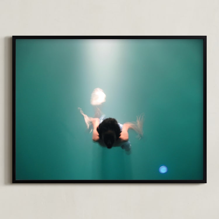 "Pool Illumination" - Art Print in Sea green by Georgia Tankard - Framed