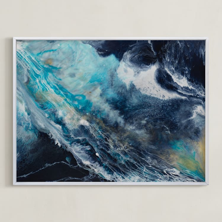 "Oceana" - Art Print in Ocean Blue by Alice Lin - Framed