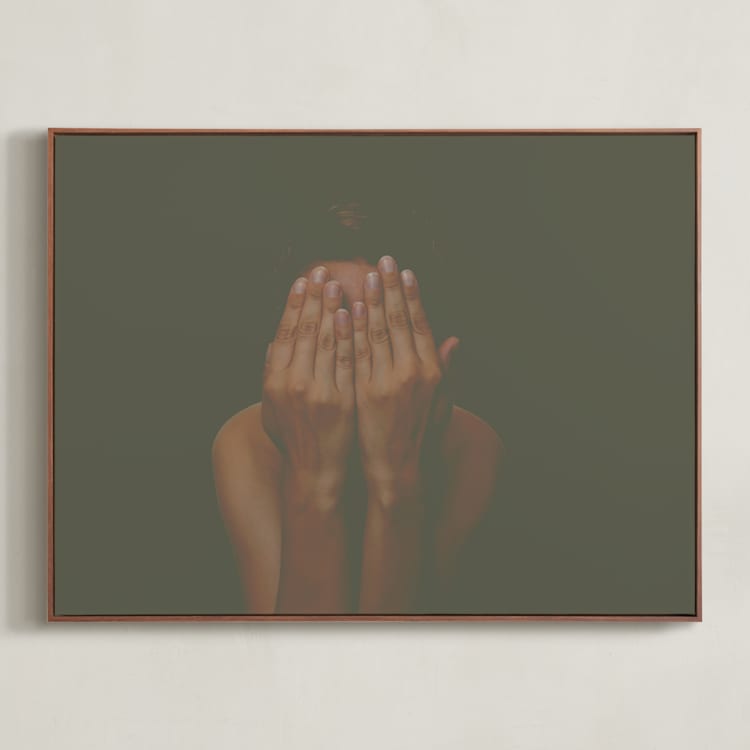 "I don't like my picture taken" - Art Print in Umber by Maja Cunningham - Framed Canvas