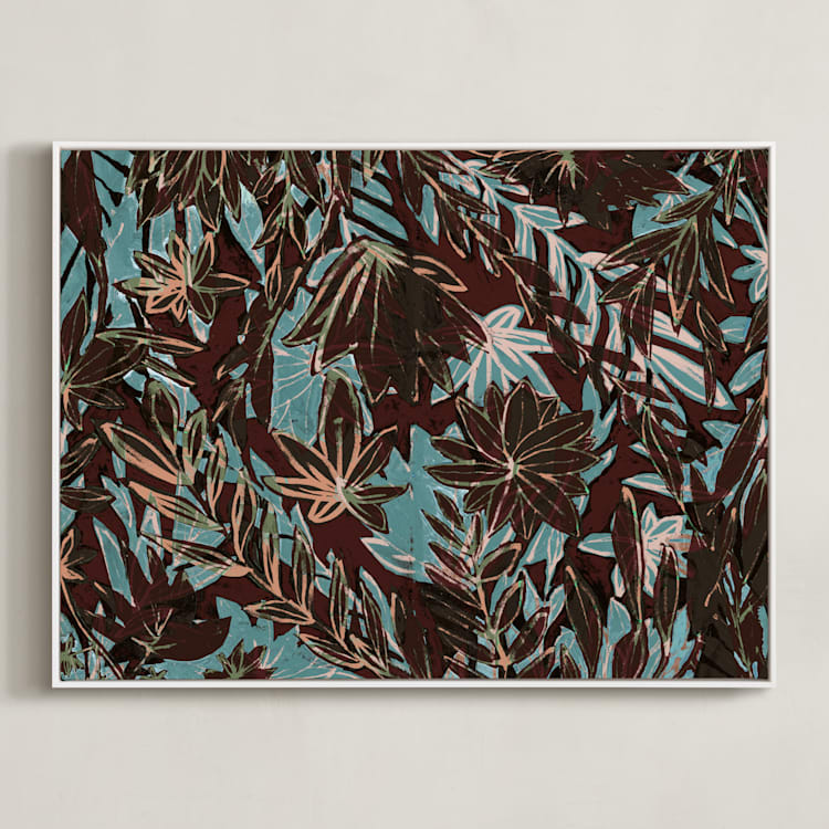 "Over saturated garden" - Art Print in Over blue by Bethania Lima - Framed Canvas