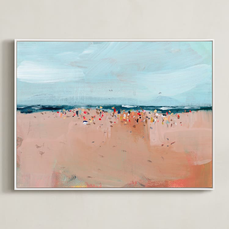 "Busy Beach" - Art Print in Sea by Lindsay Megahed - Framed Canvas