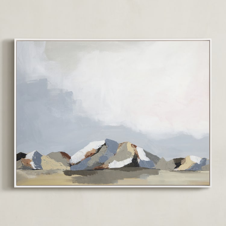 "Sundown in the Chisos" - Art Print in Ice Blue by Kati Ramer - Framed Canvas