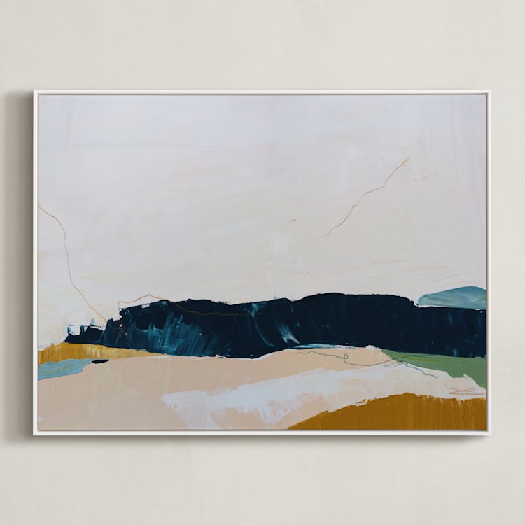 "Moving Mountains II" - Art Print in Dark Sky Blue by Kayla King - Framed Canvas