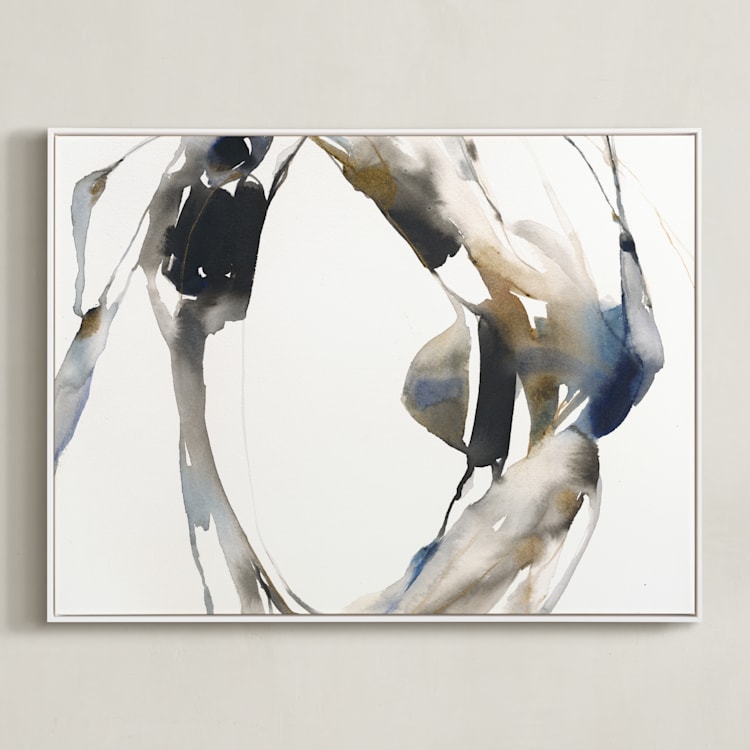 "Surrounding" - Art Print in grey wash by Michelle Lee - Framed Canvas