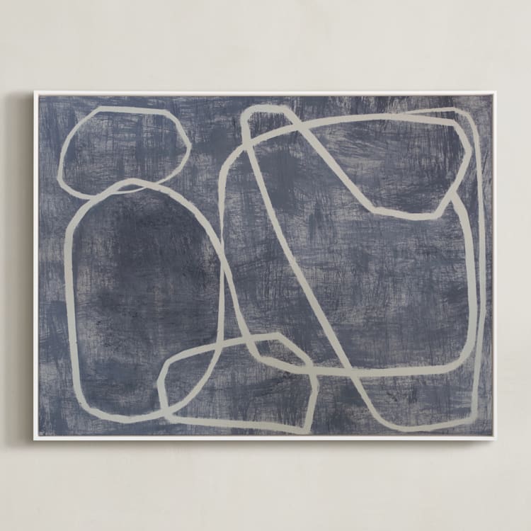 "Squiggles" - Art Print in Blue Grey by Camille Pietrow - Framed Canvas