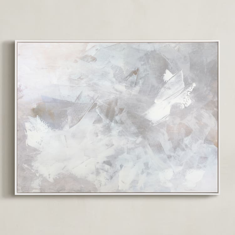 "Melody in White" - Art Print in white grey by Teodora Guererra - Framed Canvas