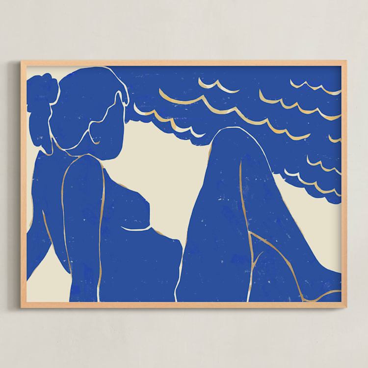 "Beach Day" - Art Print in Seaside Reverie by Roochita Chachra - Framed