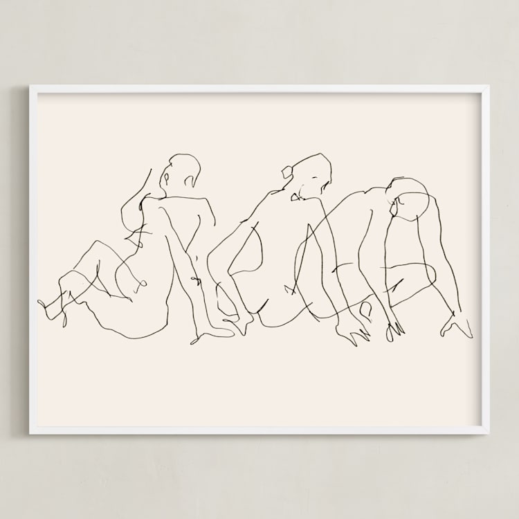 "Awaking" - Art Print in Monochrome by Catilustre - Framed