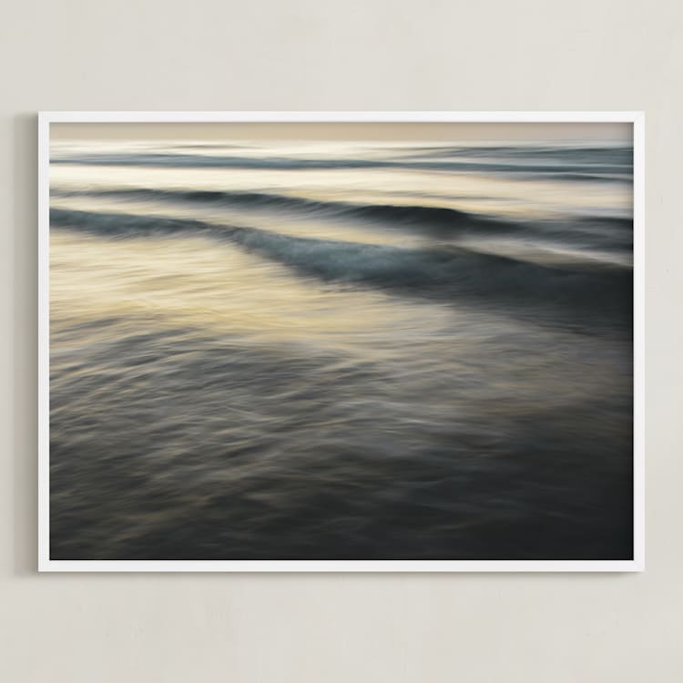 "The Uniqueness of Waves XXVI" - Art Print in Soft Sunset by Tal Paz-Fridman - Framed