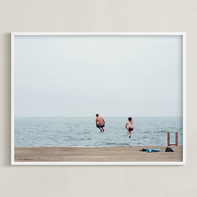 "August" - Art Print in Lake Blue by Kaitlin Rebesco - Framed