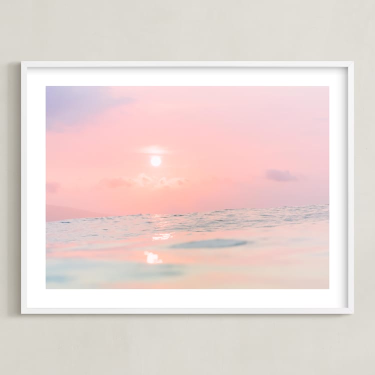 "Sorbet Sea 3" - Art Print in pink by Kamala Nahas - Framed