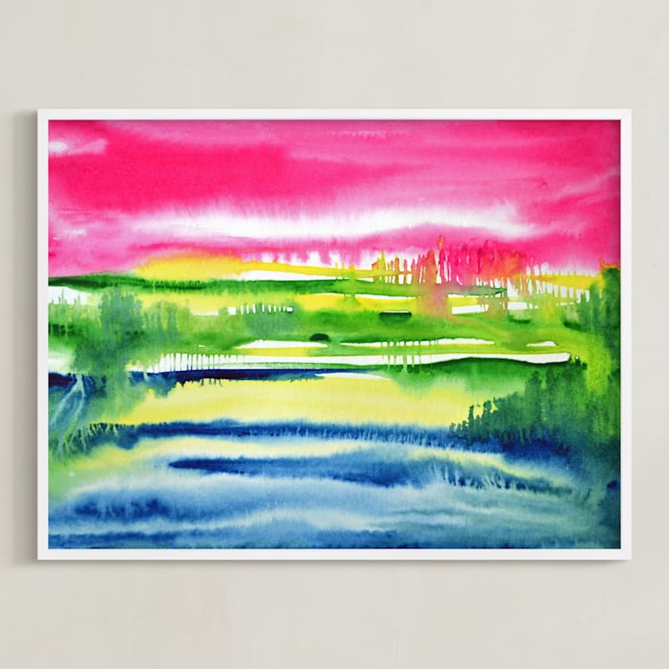 "Colours of Nature" - Art Print in Hot pink by Nikita Jariwala - Framed