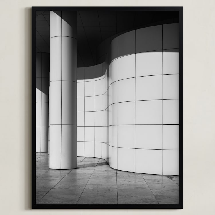 "Curves and Squares 2" - Art Print in Black & White by lulu and isabelle - Framed