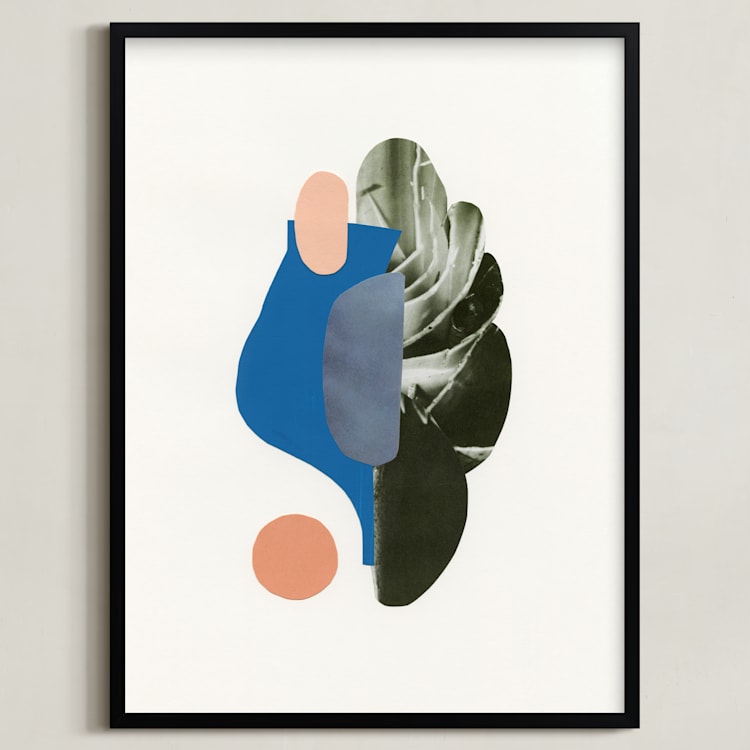 "Organic Curves II" - Art Print in Sky Blue by Field and Sky - Framed