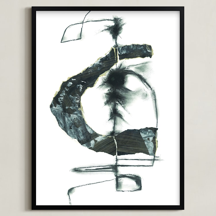"Radiant Circuit" - Art Print in Charcoal by Misty Hughes - Framed