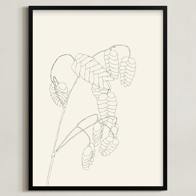 "Grass With Seeds" - Art Print in Black On White by Jorey Hurley - Framed