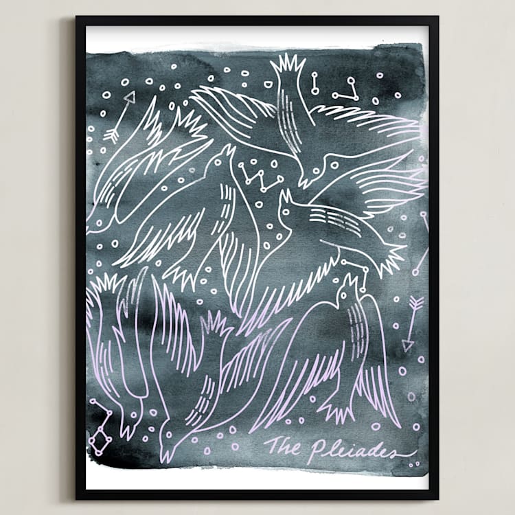 "The Pleiades" - Art Print in Midnight by Eve Schultz - Framed
