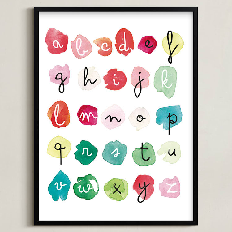 "Alpha Dots" - Art Print in Poppy Red by Kelly Ventura - Framed