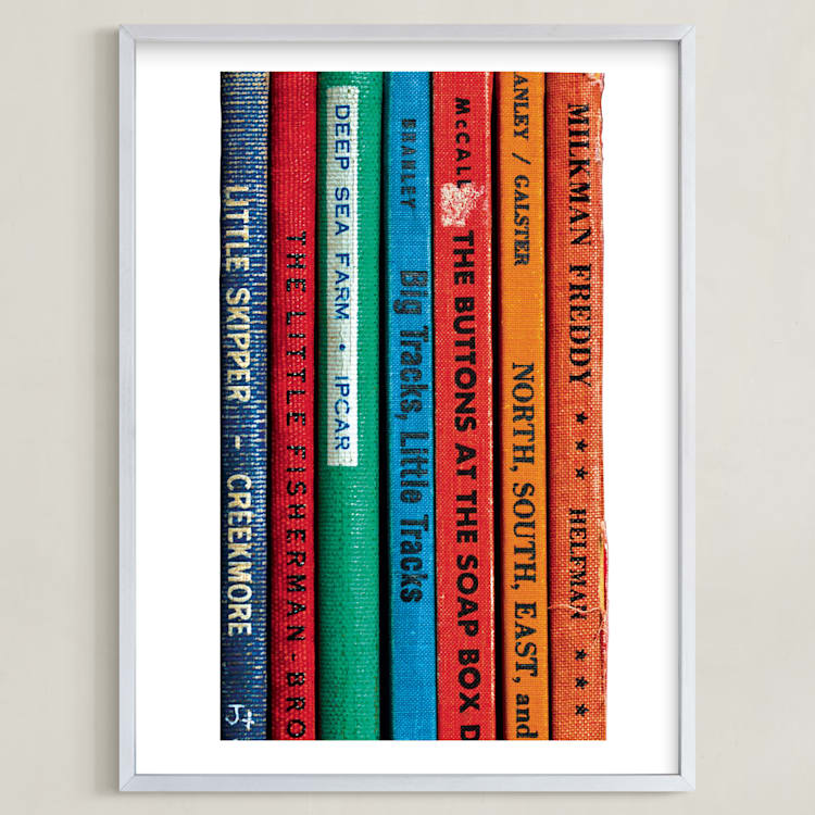 "Little Skipper - Vintage Reading Series" - Art Print in Saturated Colors by Sheila Corcoran - Framed