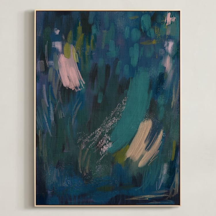 "Dreamscape 2" - Art Print in Midnight Green by Yaling Hou Suzuki - Framed Canvas