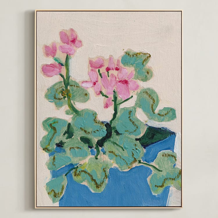 "Garden Study" - Art Print in Pink Soda by Lottie Aldarwish - Framed Canvas