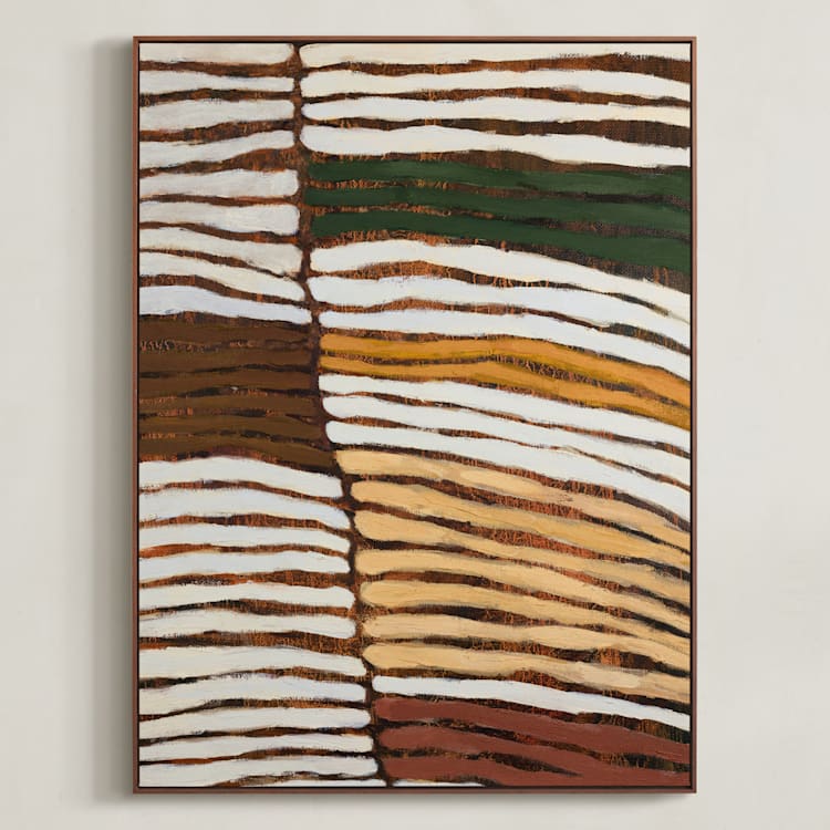 "Rows 1" - Art Print in Chestnut by Wendy Keller - Framed Canvas