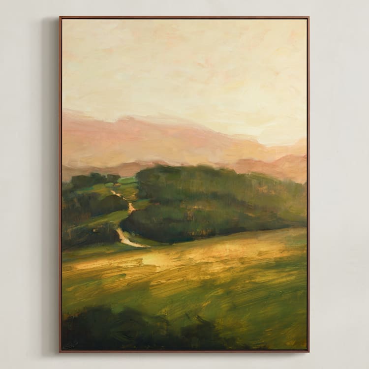 "Pink Hills 2" - Art Print in Olive by Wendy Keller - Framed Canvas