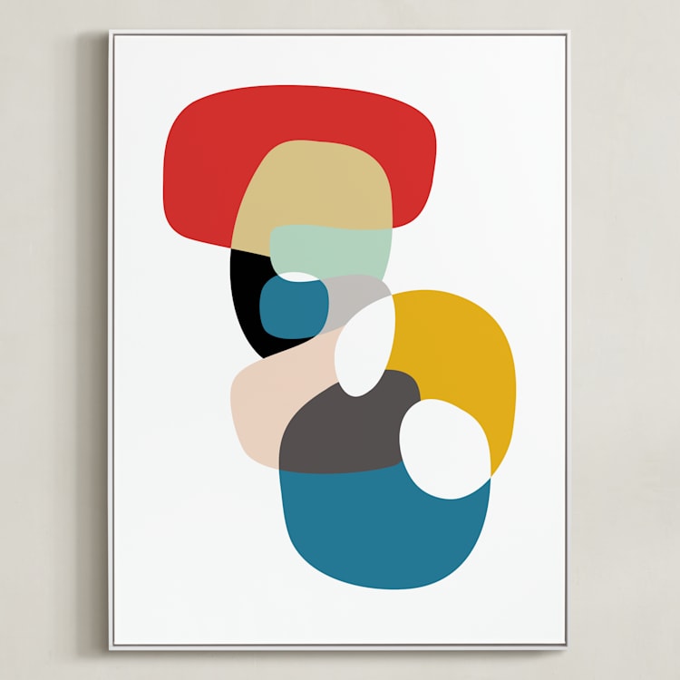 "Off the Coast On the Shore" - Art Print in Cerulean by Christina Flowers - Framed Canvas